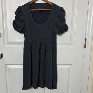Y2K Gray Babydoll dress short sleeve cotton blend size Medium fairy grunge girly
